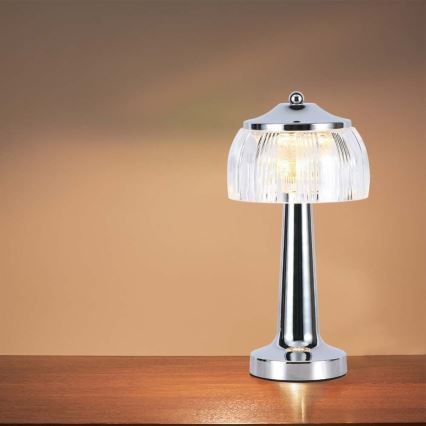 LED Himmennettävä ladattava kosketuspöytävalaisin LED/1W/5V 3000-6000K 1800 mAh kiiltävä kromi