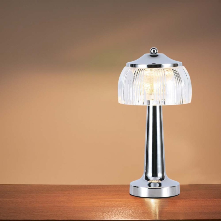 LED Himmennettävä ladattava kosketuspöytävalaisin LED/1W/5V 3000-6000K 1800 mAh kiiltävä kromi
