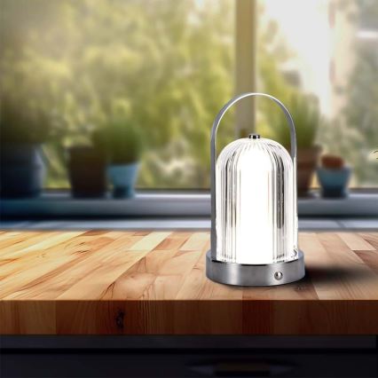 LED Himmennettävä ladattava kosketuspöytävalaisin LED/1W/5V 3000-6000K 1800 mAh mattakromi