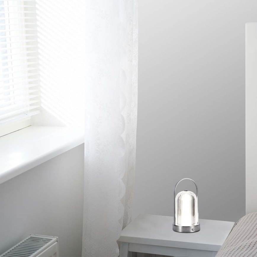 LED Himmennettävä ladattava kosketuspöytävalaisin LED/1W/5V 3000-6000K 1800 mAh mattakromi