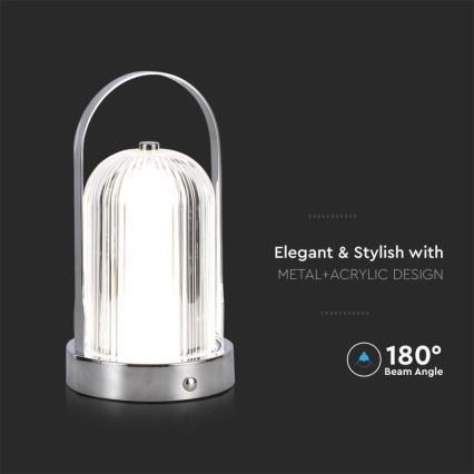 LED Himmennettävä ladattava kosketuspöytävalaisin LED/1W/5V 3000-6000K 1800 mAh mattakromi