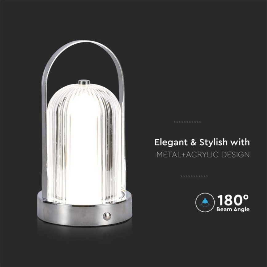 LED Himmennettävä ladattava kosketuspöytävalaisin LED/1W/5V 3000-6000K 1800 mAh mattakromi