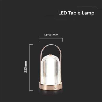 LED Himmennettävä ladattava kosketuspöytävalaisin LED/1W/5V 3000-6000K 1800 mAh kulta