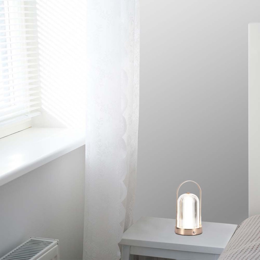 LED Himmennettävä ladattava kosketuspöytävalaisin LED/1W/5V 3000-6000K 1800 mAh kupari