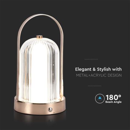 LED Himmennettävä ladattava kosketuspöytävalaisin LED/1W/5V 3000-6000K 1800 mAh kupari