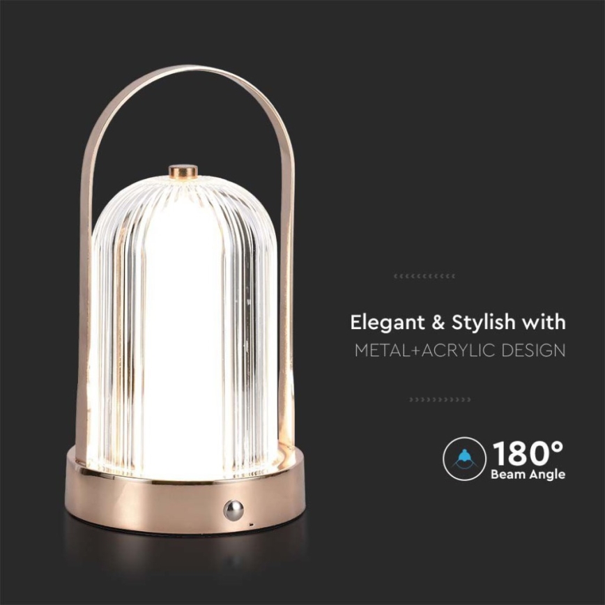 LED Himmennettävä ladattava kosketuspöytävalaisin LED/1W/5V 3000-6000K 1800 mAh kupari
