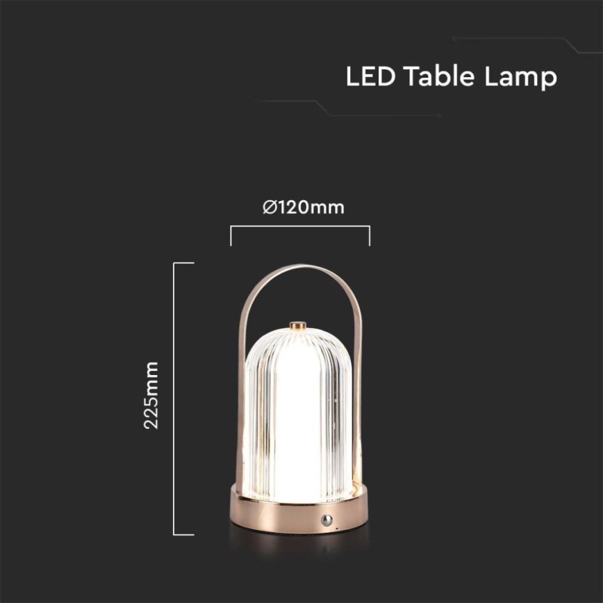 LED Himmennettävä ladattava kosketuspöytävalaisin LED/1W/5V 3000-6000K 1800 mAh kupari