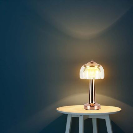 LED Himmennettävä ladattava kosketuspöytävalaisin LED/1W/5V 3000-6000K 1800 mAh Ruusukulta