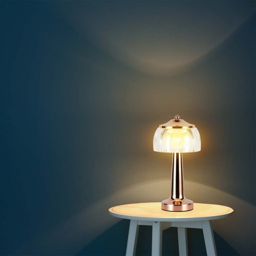 LED Himmennettävä ladattava kosketuspöytävalaisin LED/1W/5V 3000-6000K 1800 mAh Ruusukulta