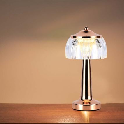 LED Himmennettävä ladattava kosketuspöytävalaisin LED/1W/5V 3000-6000K 1800 mAh Ruusukulta