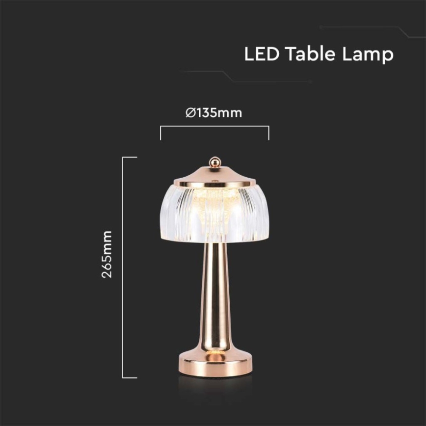 LED Himmennettävä ladattava kosketuspöytävalaisin LED/1W/5V 3000-6000K 1800 mAh Ruusukulta