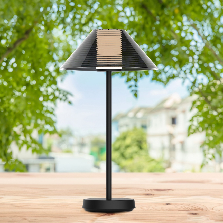 LED Himmennettävä kosketus ulko pöytävalaisin SERENGETI LED/3,4W/5V USB 3600 mAh IP44 musta
