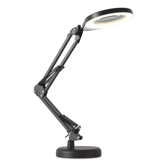 Himmennettävä LED-pöytävalaisin suurennuslasilla 2in1 AURIQ LOUPE LED/10W/5V 3000/4000/6500K musta