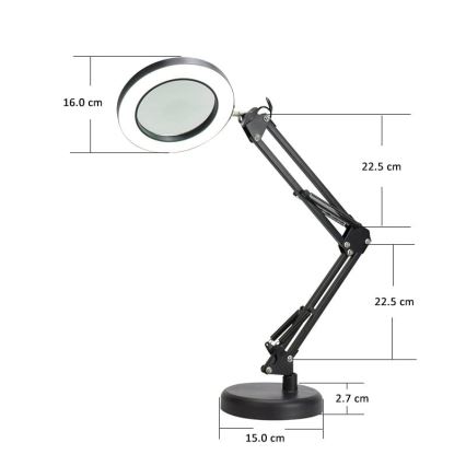 Himmennettävä LED-pöytävalaisin suurennuslasilla LED/10W/230V 3000/4500/6000K