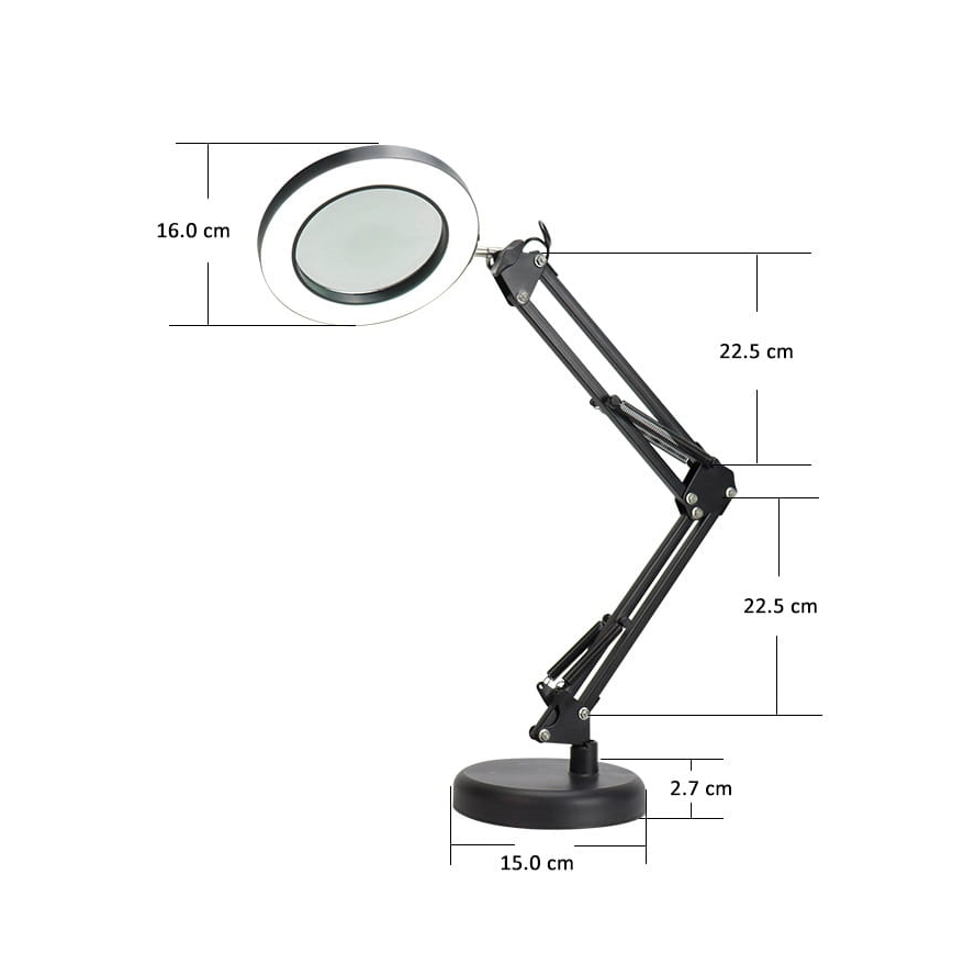 Himmennettävä LED-pöytävalaisin suurennuslasilla LED/10W/230V 3000/4500/6000K
