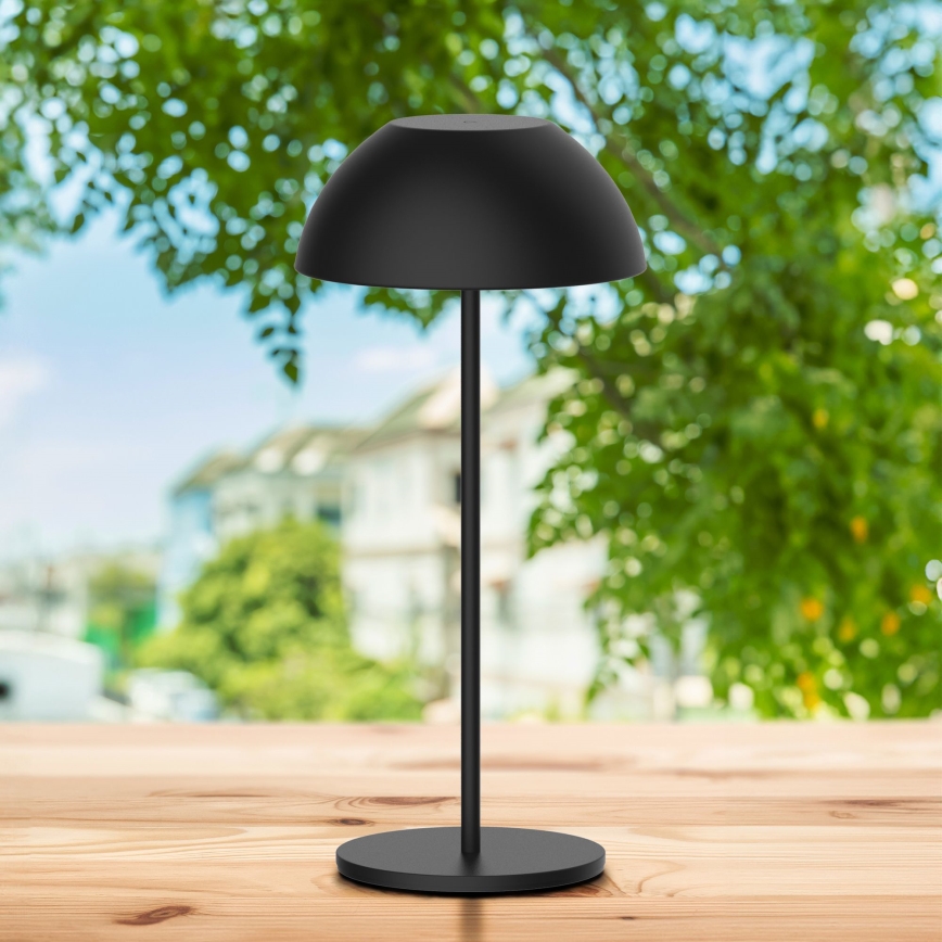 LED Himmennettävä kosketus ulko pöytävalaisin TANZANIA LED/1,8W/5V USB 1800 mAh IP44 musta