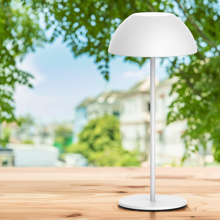 LED Himmennettävä kosketus ulko pöytävalaisin TANZANIA LED/1,8W/5V USB 1800 mAh IP44 valkoinen