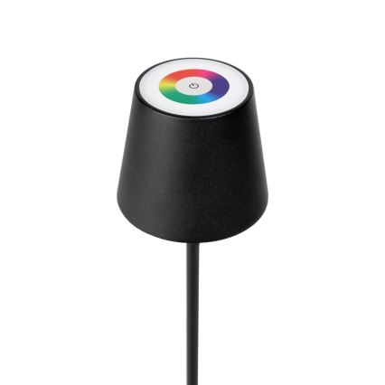 LED RGBW himmennettävä ulkokäyttöön ladattava lamppu LED/1,5W/4000 mAh 3000K IP44 musta