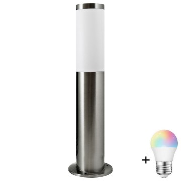 Himmennettävä LED RGBW -ulkovalaisin LIVIA 1xE27/6,5W/230V 2700-6500K Wi-Fi 45 cm IP44 hopea