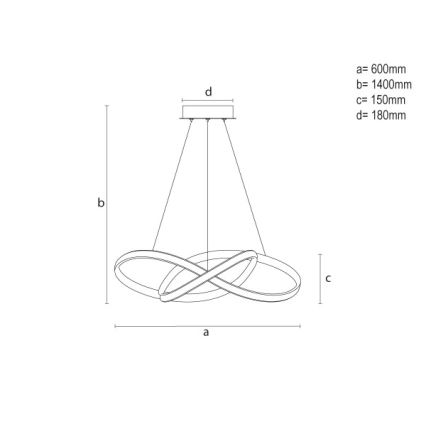 Himmennettävä LED-riippuvalaisin vaijerilla LED/85W/230V 3000–6500K Ø 60 cm + kaukosäädin