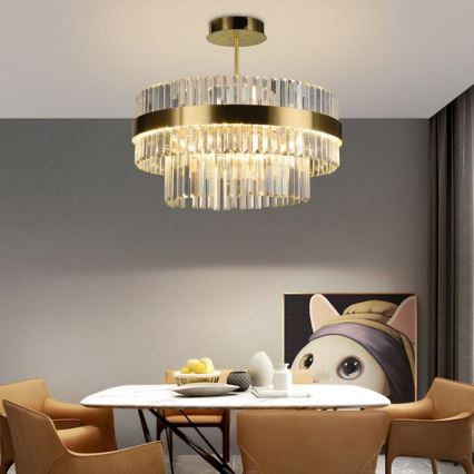 LED Himmennettävä kristalli kattokruunu on a pole LED/80W/230V 3000-6500K kulta + kauko-ohjaus