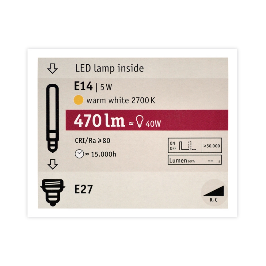 Himmennettevä LED-polttimo MOSAIC G125 E27/5W/230V 2700K - Paulmann 28747