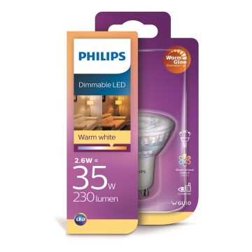 Himmennettevä LED-polttimo Philips GU10/2,6W/230V 2200K-2700K WarmGlow