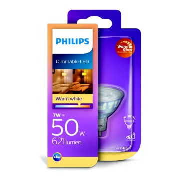 Himmennettevä LED-polttimo Philips GU5,3/7W/12V 2200K-2700K WarmGlow