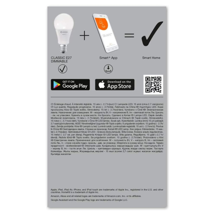 Himmennettevä LED-polttimo SMART+ E27/14W/230V 2700K Wi-Fi - Ledvance
