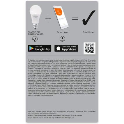 Himmennettevä LED-polttimo SMART+ E27/9,5W/230V 2700K-6500K Wi-Fi - Ledvance