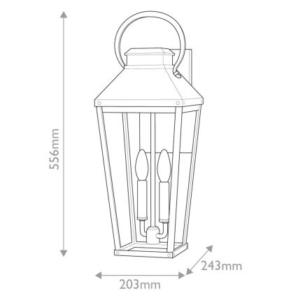 Hinkley - Ulkoseinävalaisin DAWSON 2xE14/40W/230V IP44 musta
