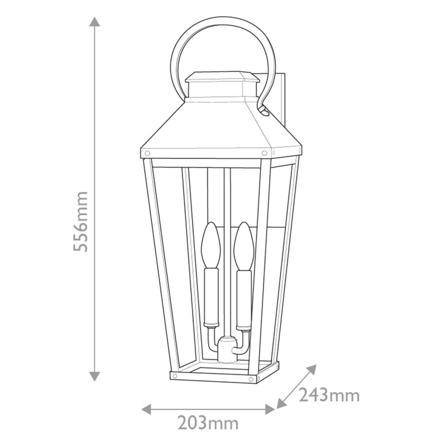 Hinkley - Ulkoseinävalaisin DAWSON 2xE14/40W/230V IP44 musta
