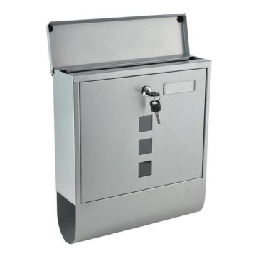 Hopeanvärinen postilaatikko 34x30,7 cm