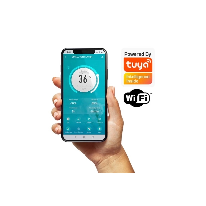 Huoneen lämmöntalteenottoyksikkö 12W Wi-Fi Tuya + kauko-ohjaus