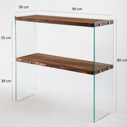 Hyllypala VENEDIK 80x90 cm mänty/läpinäkyvä