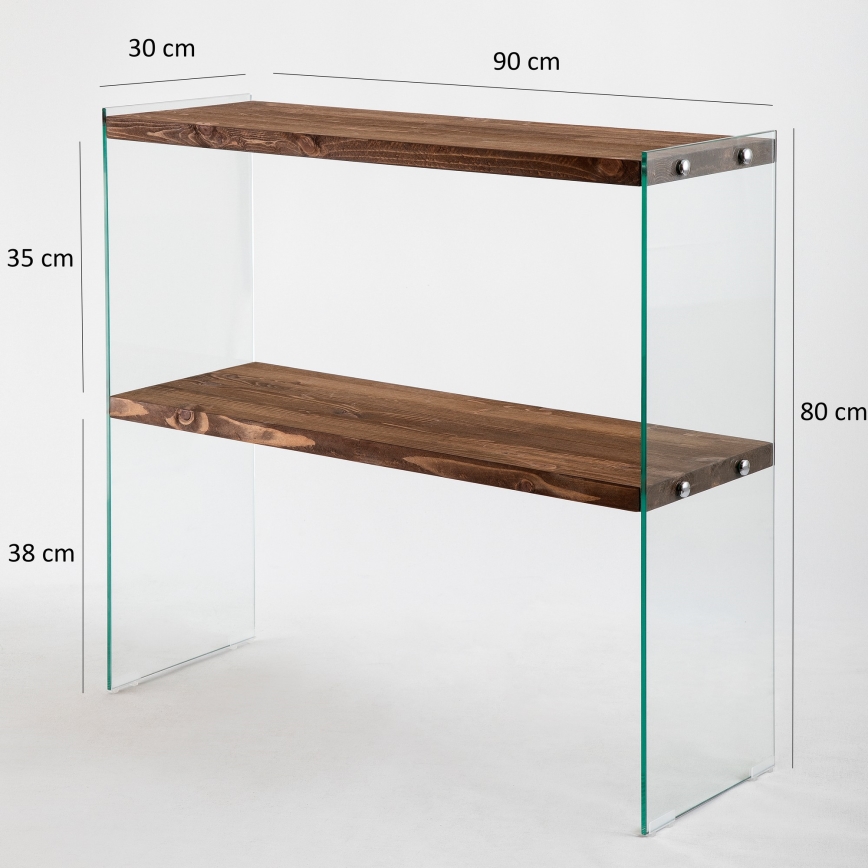 Hyllypala VENEDIK 80x90 cm mänty/läpinäkyvä