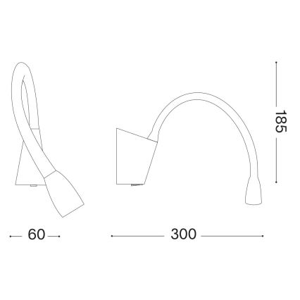 Ideal Lux - LED Joustava pöytävalaisin GOOSE LED/3W/230V CRI 90 musta