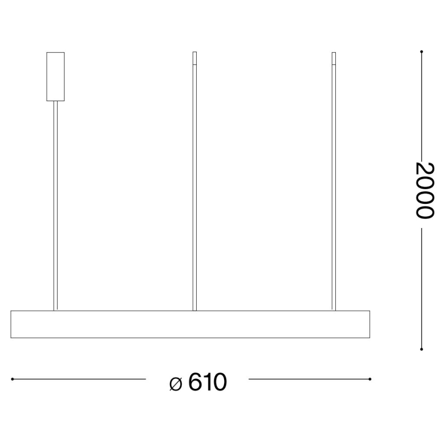 Ideal Lux - Himmennettävä LED-kattokruunu johdossa GEMINI LED/48W/230V halkaisija 61 cm CRI 90 musta