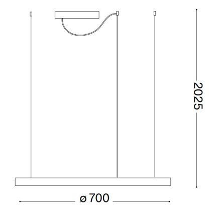 Ideal Lux - Himmennettävä LED-kattokruunu johdossa ORACLE SLIM LED/40W/230V 4000K halkaisija 70 cm CRI 90 valkoinen