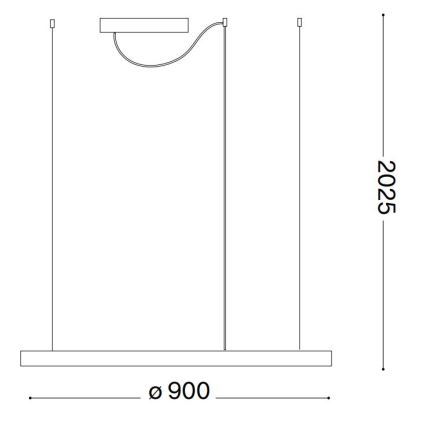 Ideal Lux - Himmennettävä LED-kattokruunu johdossa ORACLE SLIM LED/42W/230V 4000K halkaisija 90 cm CRI 90 musta