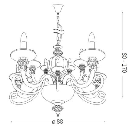 Ideal Lux - Kattokruunu johdossa BARONET 15xE14/40W/230V