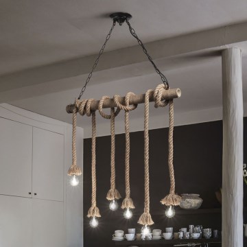 Ideal Lux - Kattokruunu johdossa CANAPA 6xE27/15W/230V ruskea