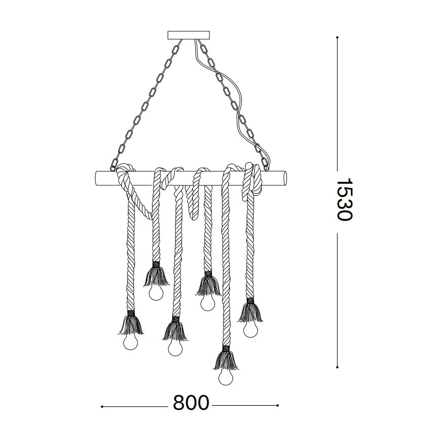Ideal Lux - Kattokruunu johdossa CANAPA 6xE27/15W/230V ruskea