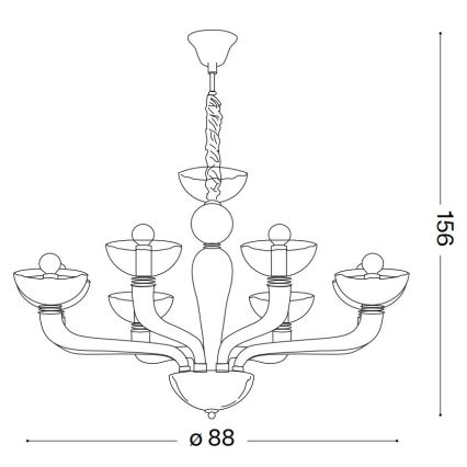 Ideal Lux – Kattokruunu johdossa CASANOVA 8×E14/40W/230V