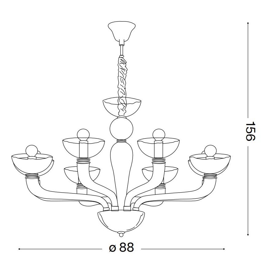 Ideal Lux – Kattokruunu johdossa CASANOVA 8×E14/40W/230V