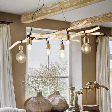 Ideal Lux - Kattokruunu johdossa DRIFTWOOD 6xE27/60W/230V guava