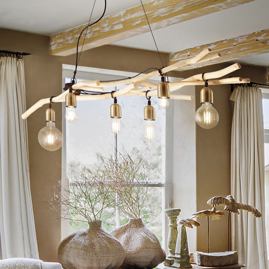 Ideal Lux - Kattokruunu johdossa DRIFTWOOD 6xE27/60W/230V guava