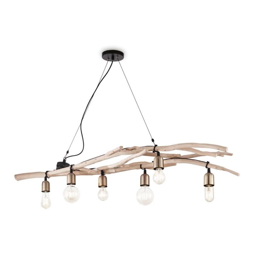 Ideal Lux - Kattokruunu johdossa DRIFTWOOD 6xE27/60W/230V guava