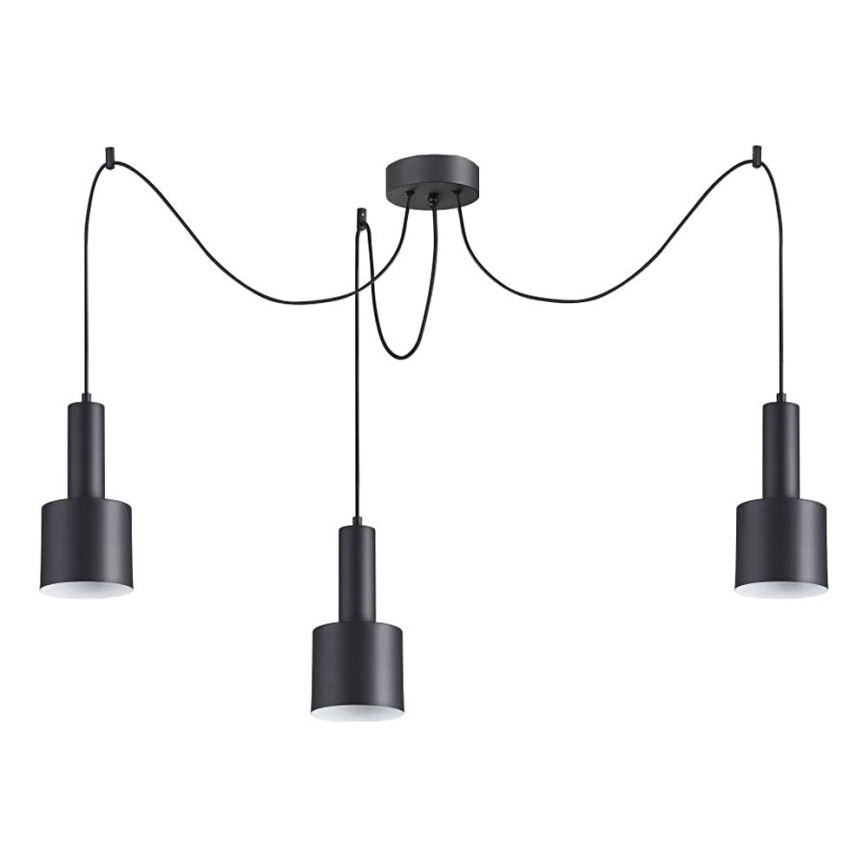 Ideal Lux - Kattokruunu johdossa HOLLY 3xE27/60W/230V hämähäkki musta