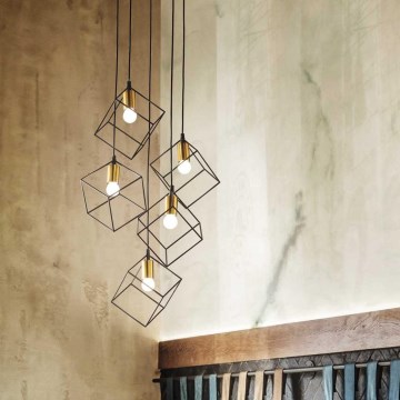 Ideal Lux - Kattokruunu johdossa ICE 5xE27/60W/230V halkaisija 50 cm musta